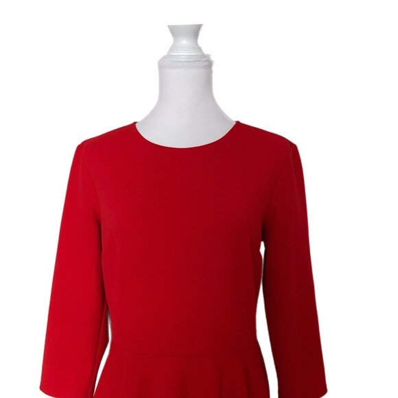 Express Women's Red Long Sleeve Hi Low Fit and Flare Dress Size Large  94% Polye - Picture 3 of 5